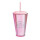 夏のピンクガラスストローカップ473 ml